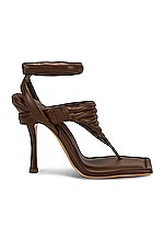 GIA BORGHINI Leather Thong Sandal in Coffee Brown, view 1, click to view large image.