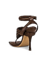 GIA BORGHINI Leather Thong Sandal in Coffee Brown, view 3, click to view large image.