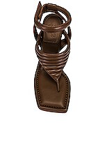 GIA BORGHINI Leather Thong Sandal in Coffee Brown, view 4, click to view large image.