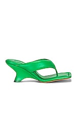 GIA BORGHINI for FWRD Leather Thong Wedge Sandal in Flash Green, view 1, click to view large image.