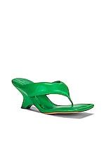 GIA BORGHINI for FWRD Leather Thong Wedge Sandal in Flash Green, view 2, click to view large image.