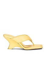 GIA BORGHINI Leather Thong Wedge Sandal in Butter Yellow, view 1, click to view large image.