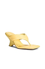GIA BORGHINI Leather Thong Wedge Sandal in Butter Yellow, view 2, click to view large image.