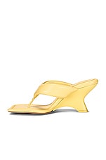 GIA BORGHINI Leather Thong Wedge Sandal in Butter Yellow, view 5, click to view large image.