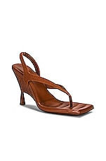 GIA BORGHINI x RHW Thong Wedge Sandal in Caramel, view 2, click to view large image.