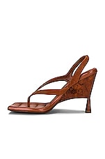 GIA BORGHINI x RHW Thong Wedge Sandal in Caramel, view 5, click to view large image.