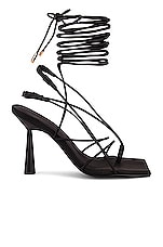 GIA BORGHINI x RHW Tall Lace Up Sandal in Black Matte, view 1, click to view large image.