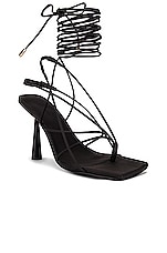 GIA BORGHINI x RHW Tall Lace Up Sandal in Black Matte, view 2, click to view large image.