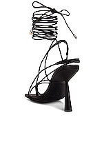 GIA BORGHINI x RHW Tall Lace Up Sandal in Black Matte, view 3, click to view large image.