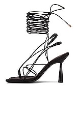 GIA BORGHINI x RHW Tall Lace Up Sandal in Black Matte, view 5, click to view large image.