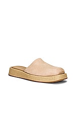 GIA BORGHINI x RHW Suede Slide in Taupe, view 2, click to view large image.