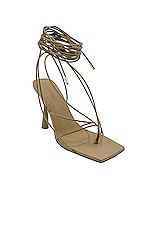 GIA BORGHINI x RHW Tall Lace Up Sandal in Biscotti, view 2, click to view large image.
