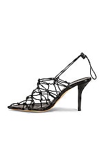 GIA BORGHINI Woven Sandal in Black, view 5, click to view large image.