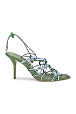 GIA BORGHINI Woven Sandal in Algae Green & Ice Blue, view 1, click to view large image.