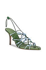 GIA BORGHINI Woven Sandal in Algae Green & Ice Blue, view 2, click to view large image.
