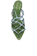 GIA BORGHINI Woven Sandal in Algae Green & Ice Blue, view 4, click to view large image.