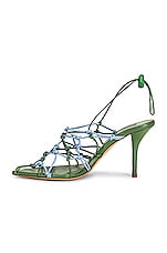 GIA BORGHINI Woven Sandal in Algae Green & Ice Blue, view 5, click to view large image.