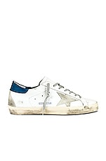 Golden Goose Superstar Sneaker in White & Blue, view 1, click to view large image.