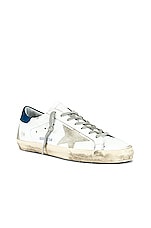 Golden Goose Superstar Sneaker in White & Blue, view 2, click to view large image.
