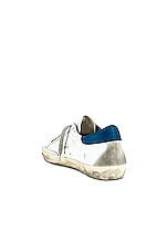 Golden Goose Superstar Sneaker in White & Blue, view 3, click to view large image.