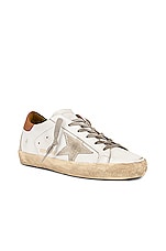 Golden Goose Superstar Sneaker in White & Light Brown, view 2, click to view large image.