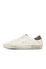 Golden Goose Super Star Shoe in White, Red, & Dark Grey, view 5, click to view large image.