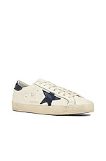 Golden Goose Super Star Shoe in Beige & Night Blue, view 2, click to view large image.