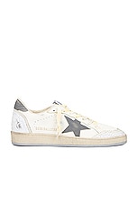 Golden Goose Ball Star Sneaker In White &amp; Grey in White & Grey, view 1, click to view large image.