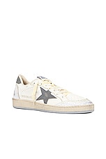 Golden Goose Ball Star Sneaker In White &amp; Grey in White & Grey, view 2, click to view large image.
