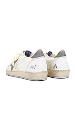 Golden Goose Ball Star Sneaker In White &amp; Grey in White & Grey, view 3, click to view large image.