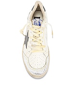 Golden Goose Ball Star Sneaker In White &amp; Grey in White & Grey, view 4, click to view large image.