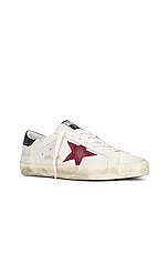 Golden Goose Super Star Leather Star in White, Pomegranate, & Black, view 2, click to view large image.