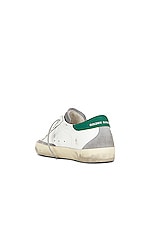 Golden Goose Super Star Leather Suede Toe in White, Grey, & Green, view 3, click to view large image.