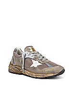 Golden Goose Running Dad Suede Leather Star in Taupe, Silver, & White, view 2, click to view large image.