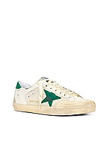 Golden Goose Super Star Nylon And Nappa Leather Star in White, Green, & Ice, view 2, click to view large image.