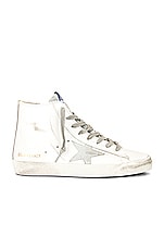 Golden Goose Francy Sneaker in White, Silver, & Milk, view 1, click to view large image.