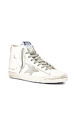 Golden Goose Francy Sneaker in White, Silver, & Milk, view 2, click to view large image.