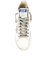 Golden Goose Francy Sneaker in White, Silver, & Milk, view 4, click to view large image.