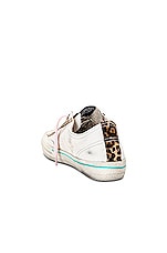 Golden Goose V-star 2 Sneaker in White, Silver, & Beige Brown Leopard, view 3, click to view large image.