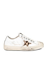 Golden Goose V-star 2 Sneaker in White, Beige Brown Leopard, & Silver, view 1, click to view large image.