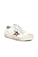 Golden Goose V-star 2 Sneaker in White, Beige Brown Leopard, & Silver, view 2, click to view large image.