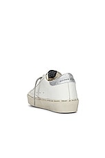 Golden Goose Hi Star Leather Upper Sneaker in White & Silver, view 3, click to view large image.