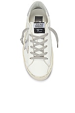 Golden Goose Hi Star Leather Upper Sneaker in White & Silver, view 4, click to view large image.