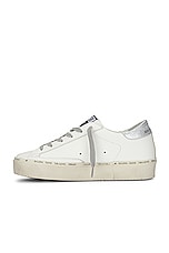 Golden Goose Hi Star Leather Upper Sneaker in White & Silver, view 5, click to view large image.