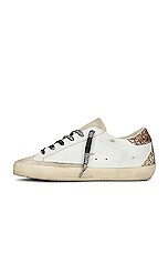 Golden Goose Super Star Leather Sneaker in Optic White, Seed Pearl, Black & Gold, view 5, click to view large image.