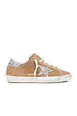 Golden Goose Super Star Suede Sneaker in Tabacco & Silver, view 1, click to view large image.