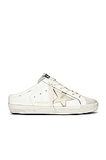 Golden Goose Super Star Sabot Leather Upper Slip On Sneaker in Optic White, Ice, & Platinum, view 1, click to view large image.