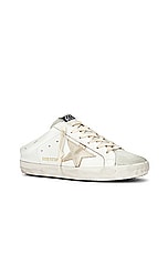 Golden Goose Super Star Sabot Leather Upper Slip On Sneaker in Optic White, Ice, & Platinum, view 2, click to view large image.