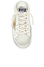 Golden Goose Super Star Sabot Leather Upper Slip On Sneaker in Optic White, Ice, & Platinum, view 4, click to view large image.
