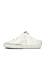 Golden Goose Super Star Sabot Leather Upper Slip On Sneaker in Optic White, Ice, & Platinum, view 5, click to view large image.